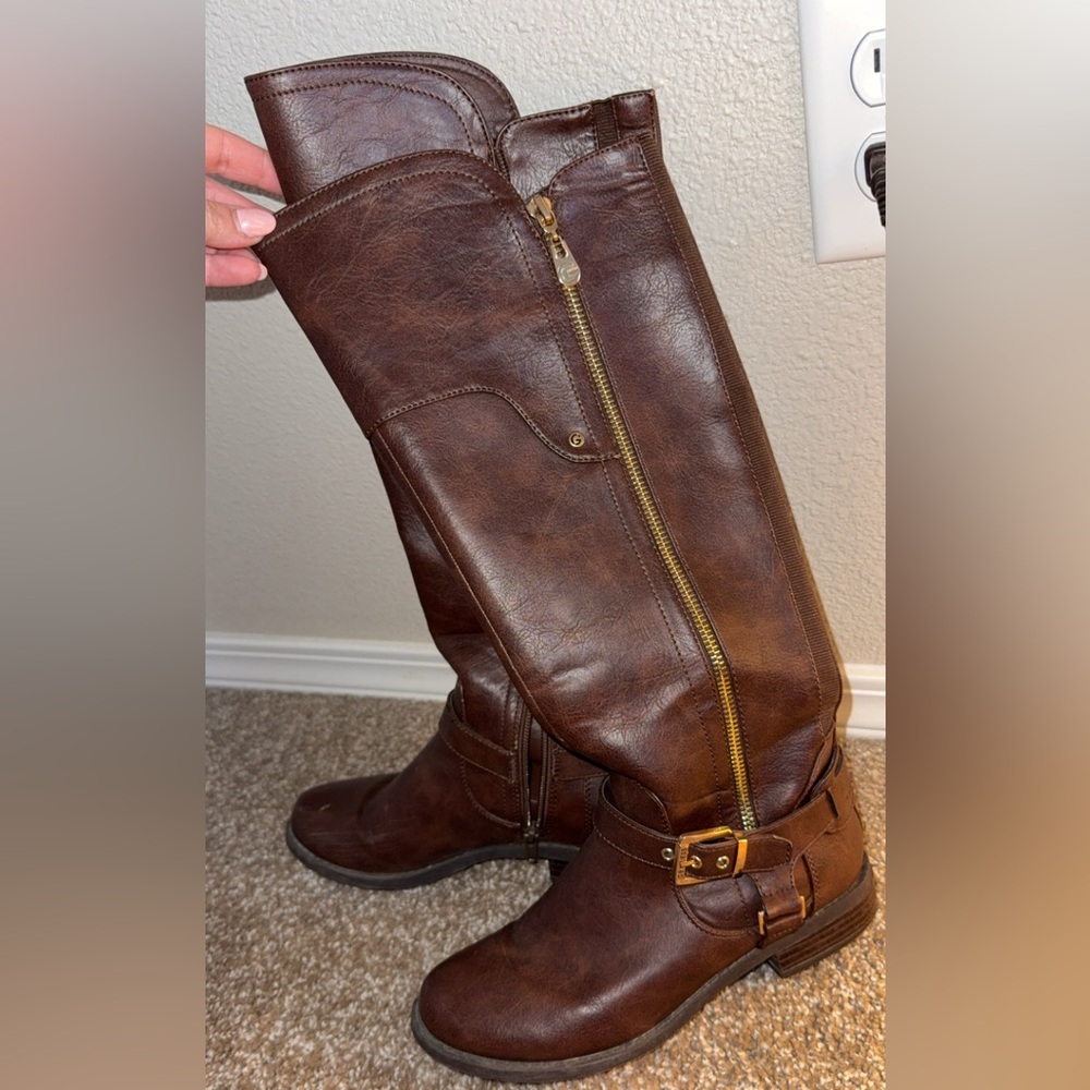 Leather Knee-High Boots Brown Size 6.5